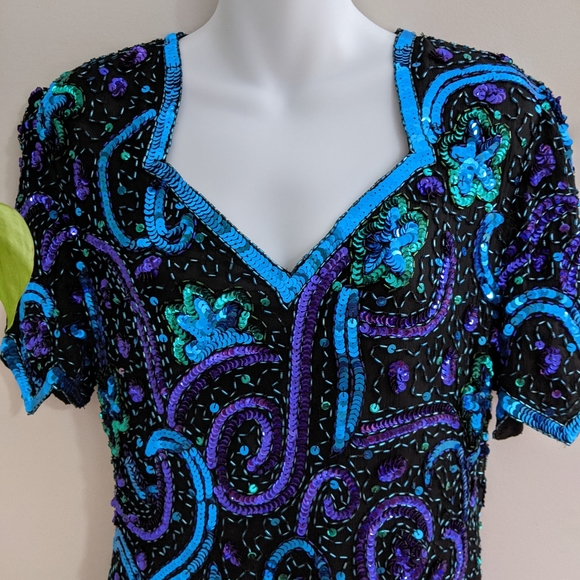 Laurence Kazar New York Silk Siquence Dress - Picture 3 of 10